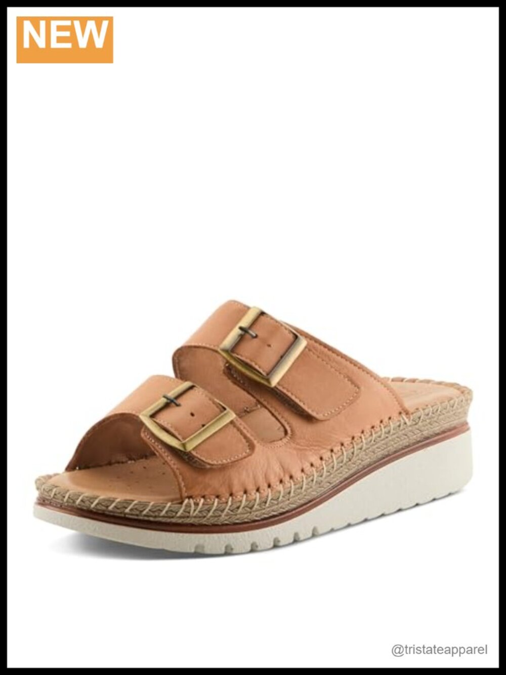 Women's Spring Step Minisia Leather Wedge Sandals, Double Strap
